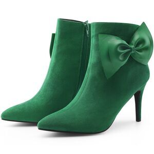 Women's Pointy Toe Stiletto Heels Ankle Boots Wedding Dress Shoes Emerald Green